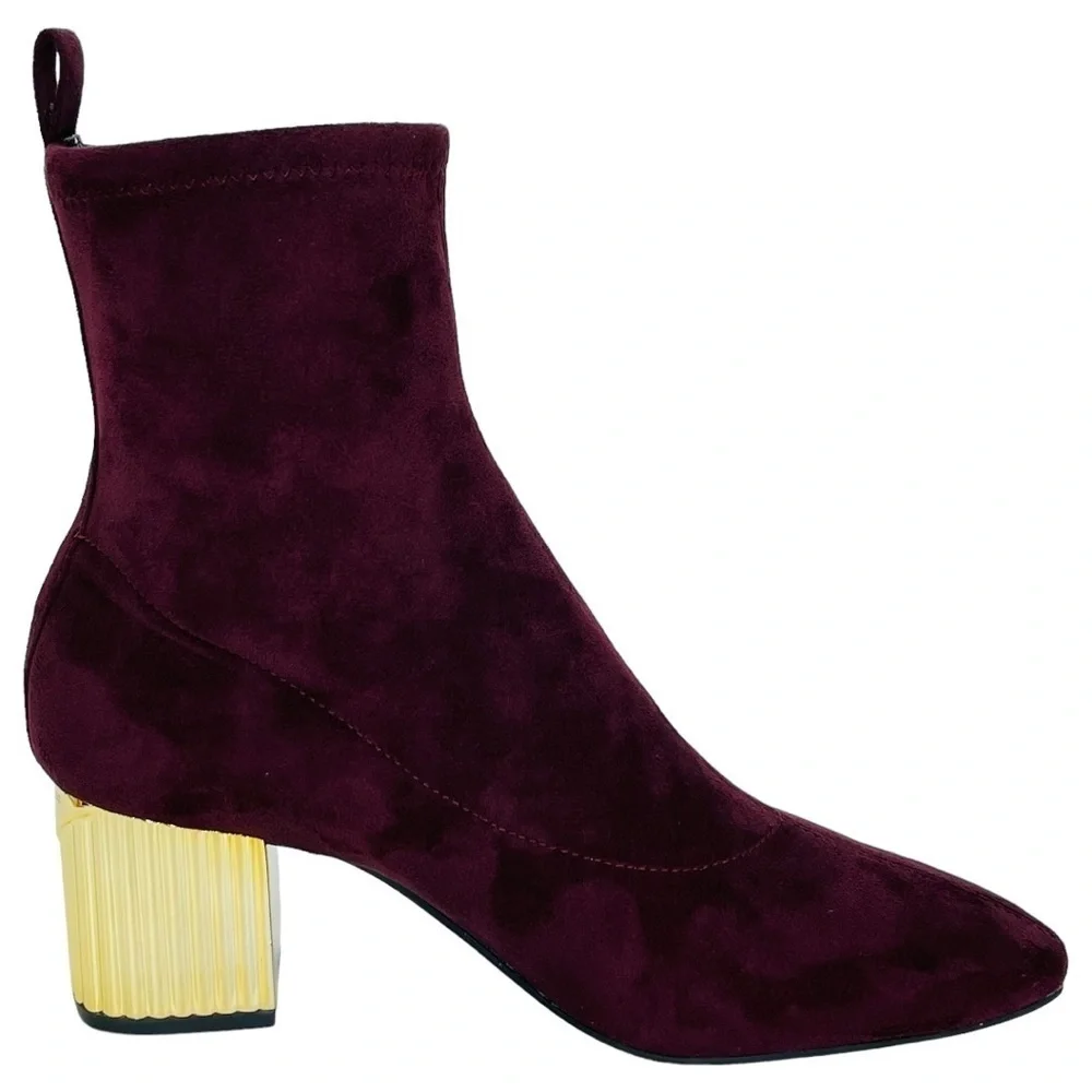 Michael Kors Porter Mid Shaft Merlot Microsuede Womens Ankle Boots Size 7.5M